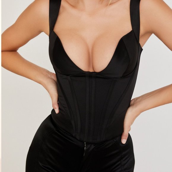 House of CB Liberty Black Satin Corset (Regular Cup A-C) - Picture 9 of 11